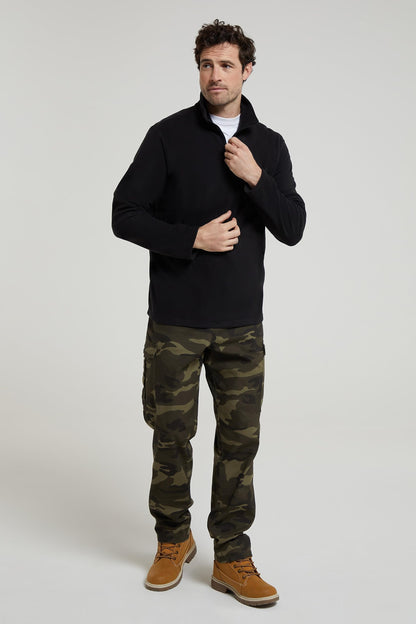 Mountain Warehouse Camber II Mens Half-Zip Fleece - Lightweight & Quick Dry Microfleece - Autumn, Winter, Outdoors Black L