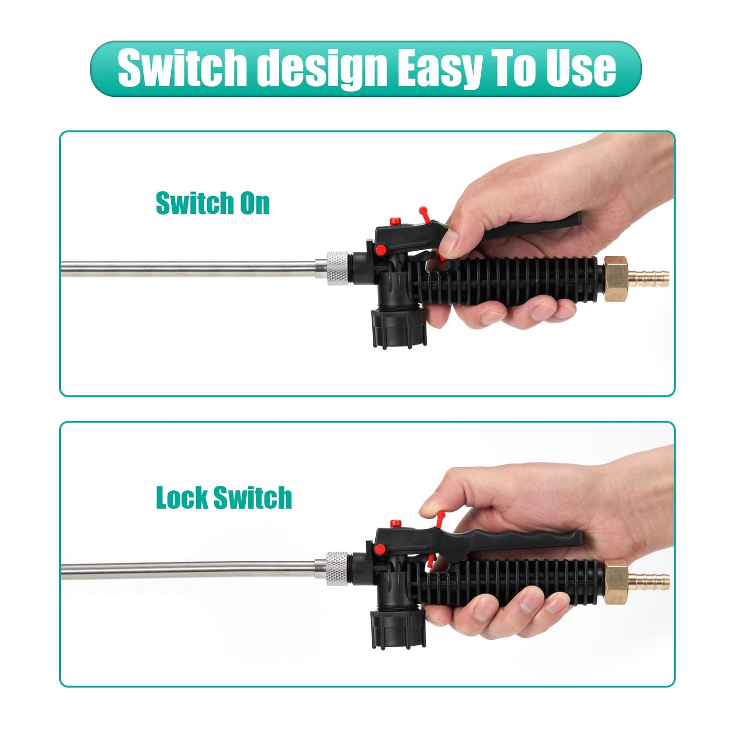 29 Inches Sprayer Wand,Adjustable Universal Sprayer Wand with 3/8" Brass Barb, Stainless Steel Replacement Sprayer Wand with Shut off Valve (2Pcs 3/8" Barb Sprayer Wand)