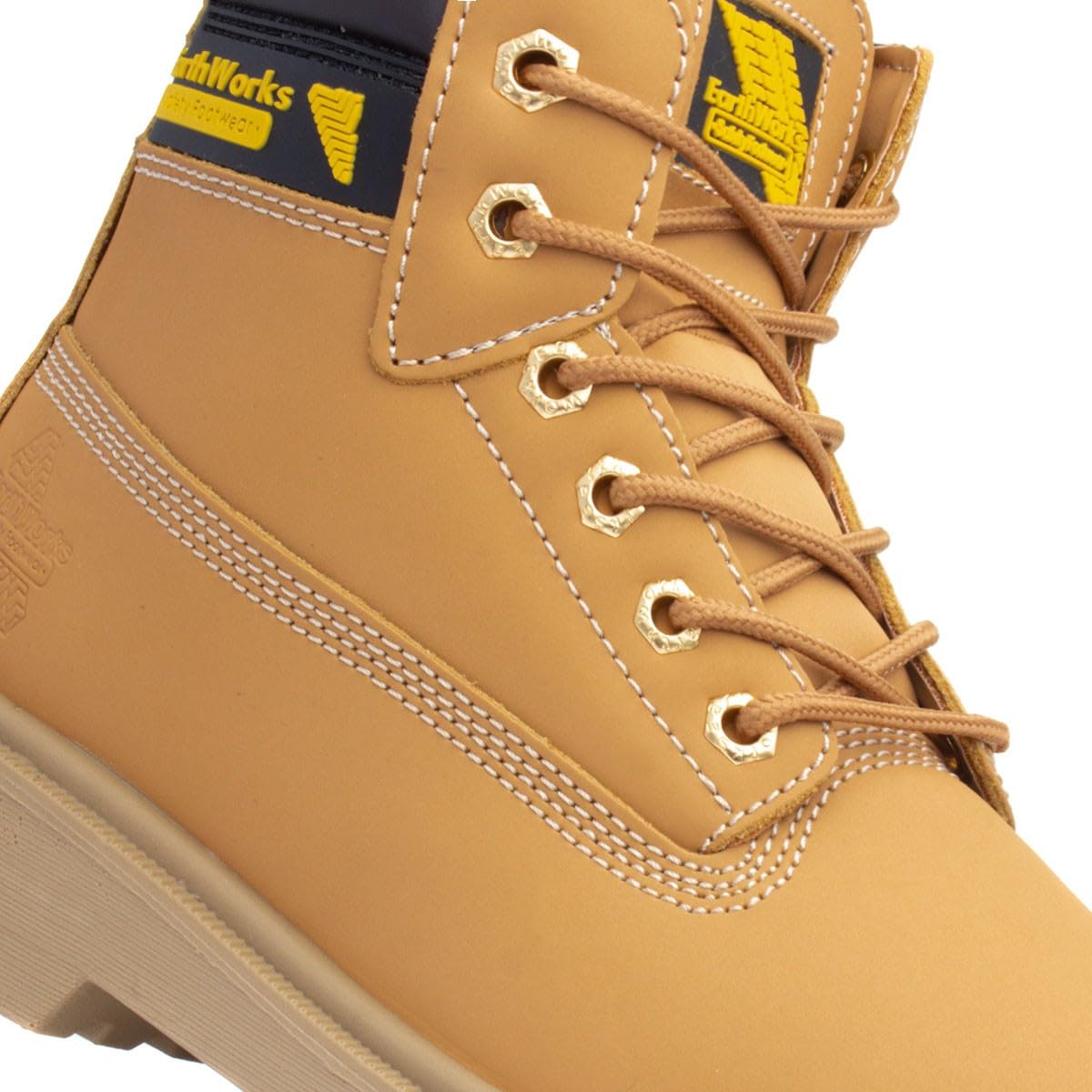 EarthWorks Safety - EarthWorks Hammer Mens Lace Honey Safety Boot - Size 10 UK - Gold