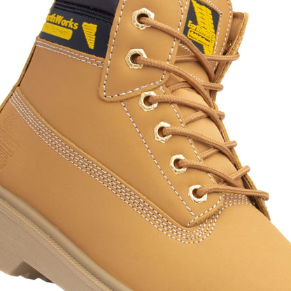 EarthWorks Safety - EarthWorks Hammer Mens Lace Honey Safety Boot - Size 10 UK - Gold
