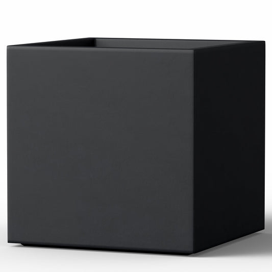 Kante 12.5 Inch Square Concrete Planter, Large Flower Pot with Drainage Hole for Indoor or Outdoor, Medorn Decor for Patio, Garden, Home, Black