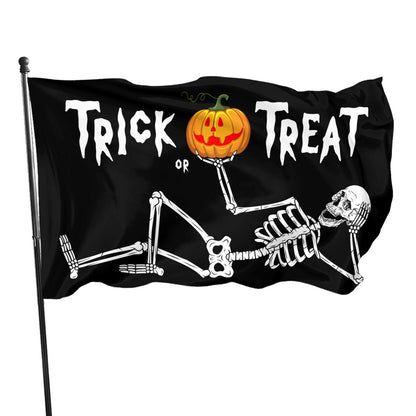 Halloween Skull Flag 3x5 Ft Outdoor Outside With Grommets Indoor Trick Or Treat Flags House Yard Garden Decorations Holiday Banner Sign