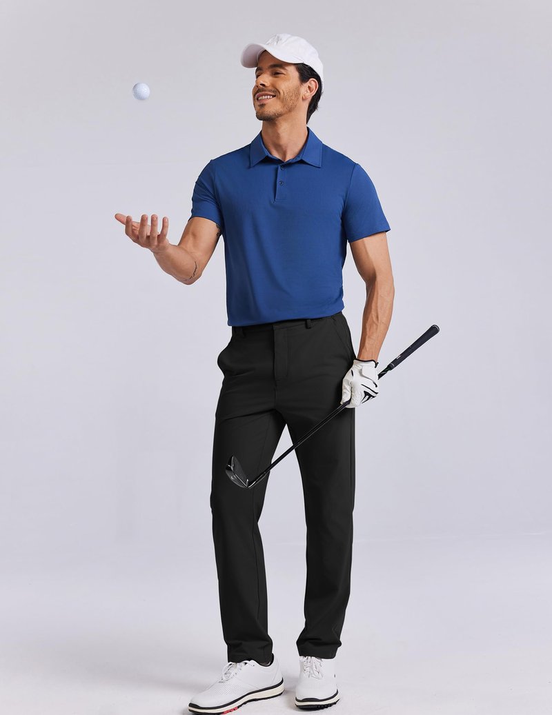 COOFANDY Mens Dress Pants Stretch Golf Pants Lightweight Casual Work Pants with Elastic Waistband (Black, 32W32L)