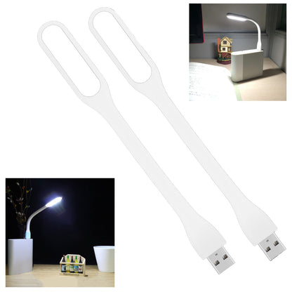 Mini Flexible Light, Portable USB Led Reading Night Lamp for PC Laptop Computer Notebook Power Bank - 2 Pack (Black)