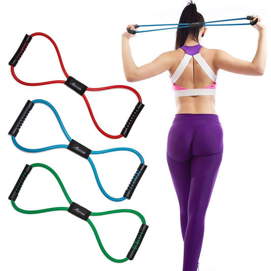 HPYGN Resistance Bands, Figure 8 Exercise Bands for Women Men, 8 Shaped Resistance Bands for Arms, Chest Expander, Yoga Gym Fitness Pulling Rope 8 Word Elastic for Exercise Muscle Training Tubing