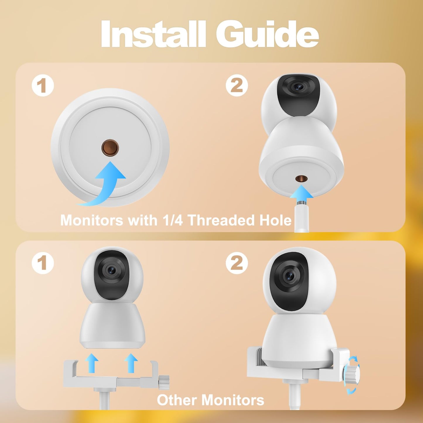 Upgraded Baby Monitor Mount - Universal Adjustable Baby Camera Clip Mount for Hello Baby, Nanit Pro, Infant Optics, VTech & Most Baby Monitors, Detachable Arm Monitor Holder Flex Stand for Crib