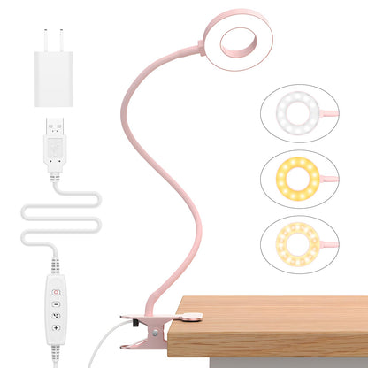 iZELL Desk Lamp, [3 Color Modes & 10 Brightness] LED Reading Light with Clamp, Flexible Gooseneck Book Light for Kids Reading Book in Bed at Night Clip on Table, Headboard, Dorm - 15.8‘’ Black