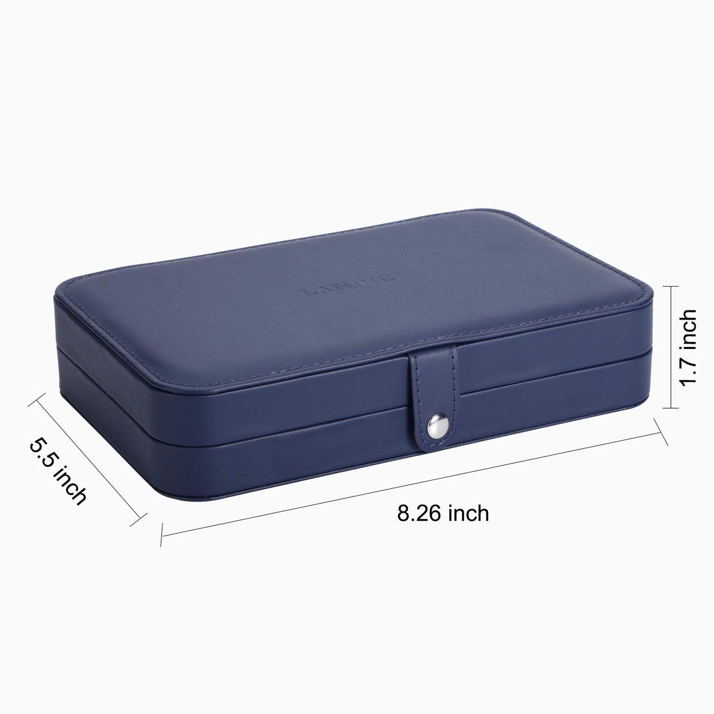 LANDICI Jewellery Box Small Jewellery Organiser for Women Girls, PU Leather Travel Jewellery Storage Case, Portable Jewellery Holder for Ring Earrings Necklace Bracelet,Jewellery Gift Box,Navy blue