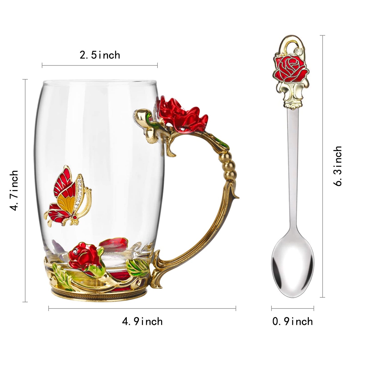 OEAGO Gifts for Mom Women Valentines Day Gifts for Her Glass Coffee Enamels Mug Best Birthday Valentine's for Girlfriend Wife Mothers Day from Daughter Son Tea Cup Stocking Stuffers Christmas