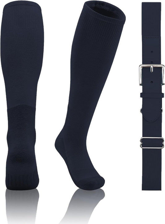 Toddler Baseball Socks & Belt Combo Set - Youth Softball Tee Ball Gear for Boys & Girls | 2T-5T