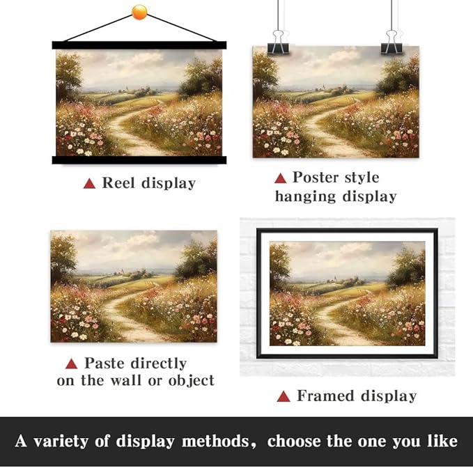 Yesad Wildflower Canvas Wall Art, Meadow with Flowers Painting Vintage Décor Nature Prints Rustic Pictures, Scenery Wall Decor for Living Room Bedroom Farmhouse (Unframed,24”x16”,Wildflower2)