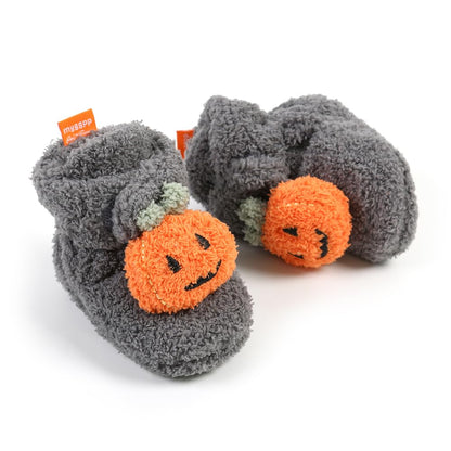 GDSDYM Baby Booties Cozy Christams Slippers Soft Baby Halloween Pumpkin Shoes Winter Warm Infant Newborn Crib Sock Shoes First Walkers