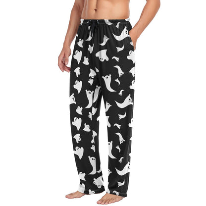 JHKKU Halloween Ghosts Pajama Pants for Men's Soft Comfy Sleepwear Lounge Lightweight Pj Bottoms with Pockets Drawstring, Large
