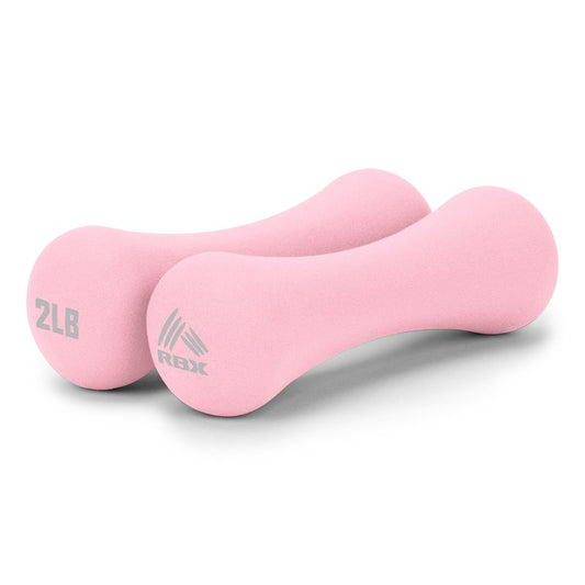 RBX Hand Weights, Neoprene Hand Weights for Home Workouts, Cardio & Strength Training, Home Gym Equipment (Light Pink, 4LB (2lb each))