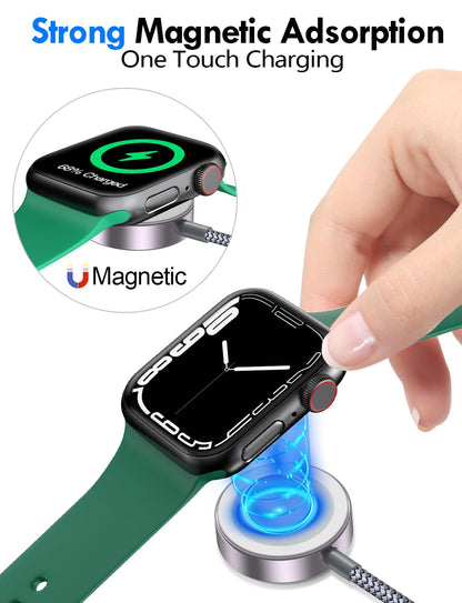 2Pack Multi Fast Charging Cable for Travel Vacation Essentials,iPhone 17 Charger,Apple Watch Charger,3-in-2USB A/Type C/Lightning Cable for iWatch,iPhone 17-11,Nintendo Switch,Airpods,Home,Office-4FT