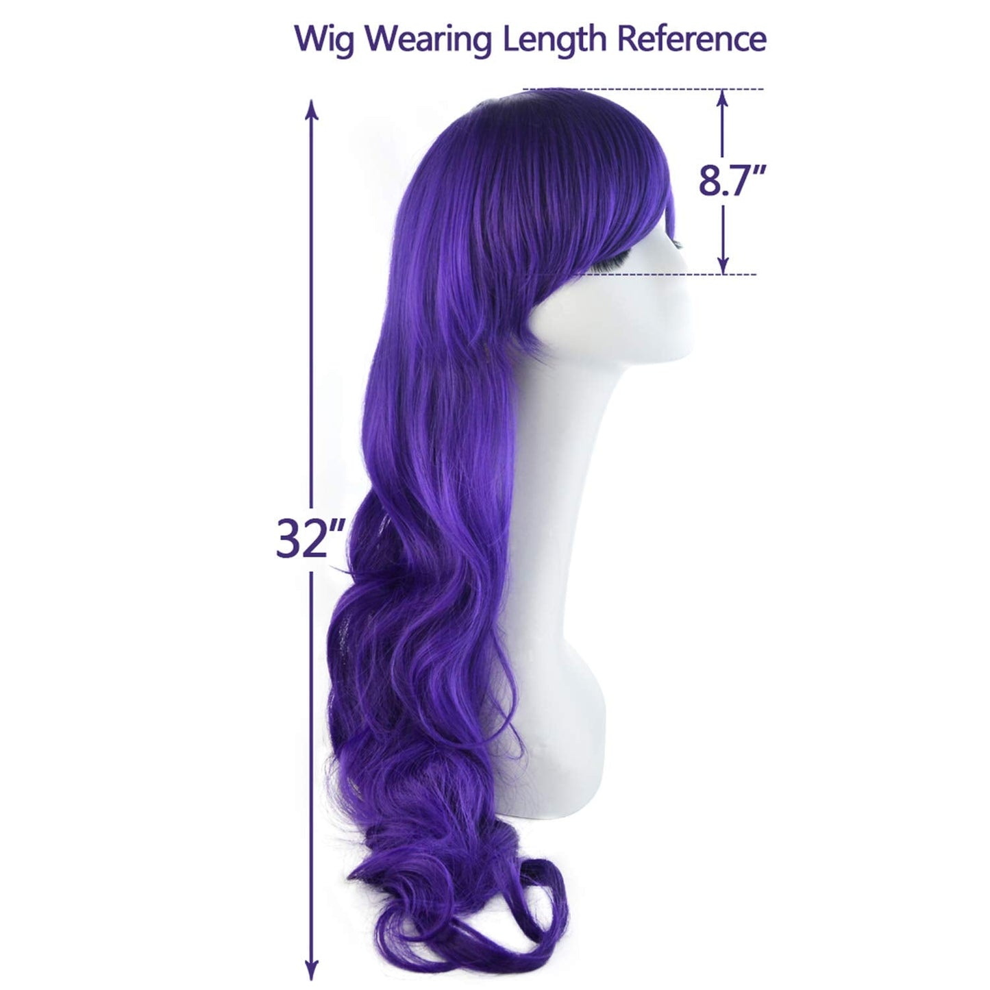 Rbenxia Curly Cosplay Wig Long Hair Heat Resistant Spiral Costume Wigs Anime Fashion Wavy Curly Cosplay Daily Party Purple 32" 80cm