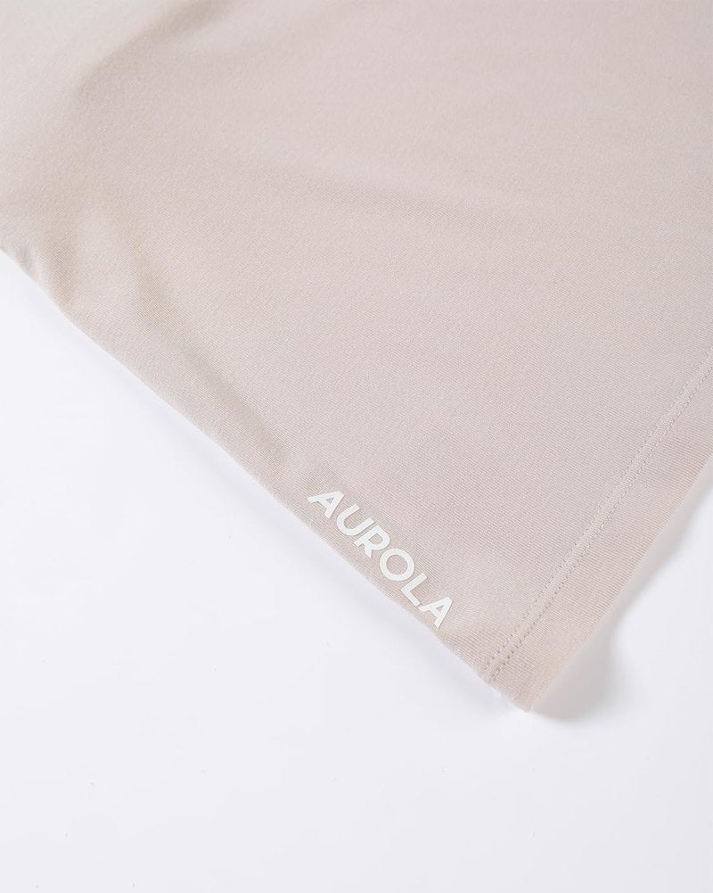 AUROLA Everyday Fitted T-Shirt for Women,Crew Neck Basic Short Sleeves T ShirtCrop Tops Modal Slim Fit Tee (Begei,S)