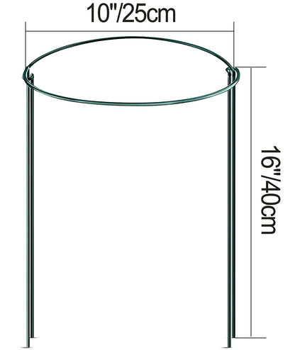 10Pcs 10'' x 16'' Plant Support Stakes, Metal Garden Plant Stakes, Half Round Plant Support Ring Cage for Peonies Monstera Hydrangeas Roses Sedum Vegetables Tomatoes (25×40cm)