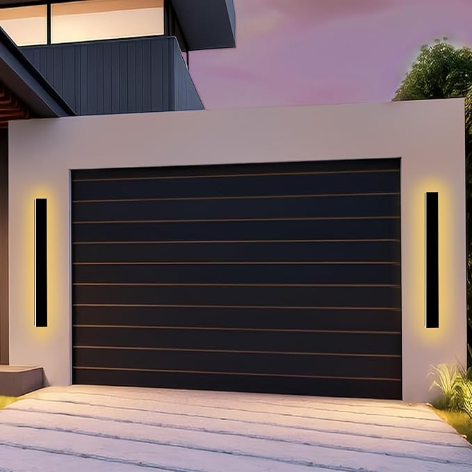 39inch Modern Outdoor Wall Lights, Black Exterior Light Fixtures Wall Mount, 3000K Porch Lights Wall Sconce, Long LED Linear Wall Lights Outside Lighting for Garage, Front Door