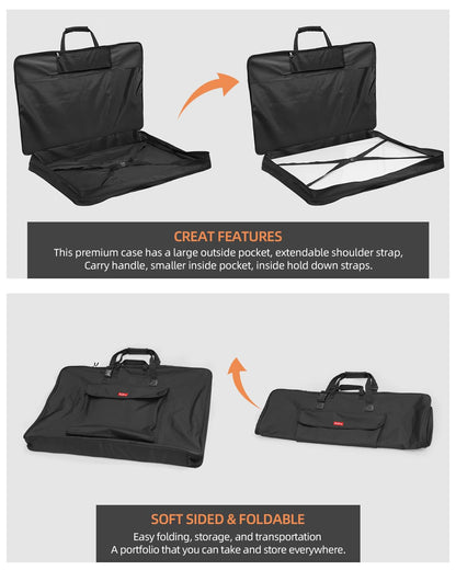 Nicpro Art Portfolio Bag 24 x 36 Inches Waterproof Nylon Artist Carrying Bag Soft Sided with Shoulder Strap, Storage Case for Artwork Sketch Drawing Canvas Photography Poster Solar Panel