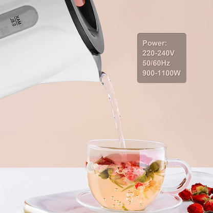 GRIFEMA Small Electric Tea Maker, 0.8 L, 1100 W - Quiet Kettle With Limescale Filter, BPA-Free, Automatic Shut-Off, Overheating Protection, White