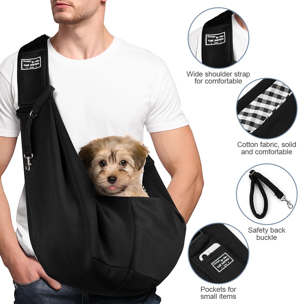 Adiwo Puppy Carrier - Reversible Hands-free Dog Carry Sling for Small & Medium Dogs & Cats, Soft & Comfortable, Adjustable Dog Carrier Bag Shoulder Tote for Outdoor Walking, Travel & Shopping