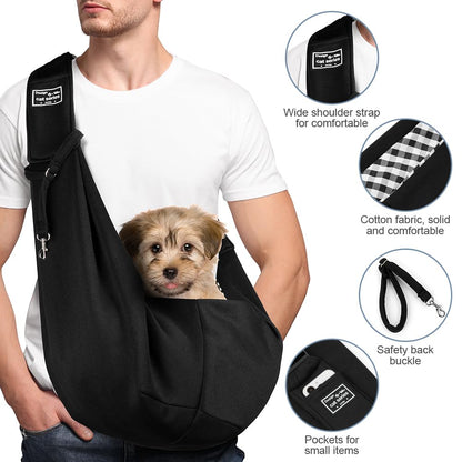 Adiwo Puppy Carrier - Reversible Hands-free Dog Carry Sling for Small & Medium Dogs & Cats, Soft & Comfortable, Adjustable Dog Carrier Bag Shoulder Tote for Outdoor Walking, Travel & Shopping