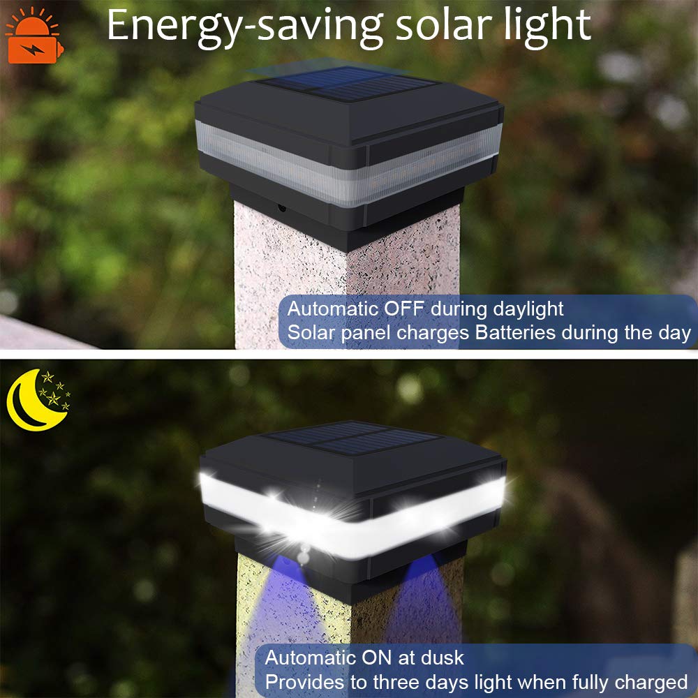 Solar Post Lights,GEYUEYA Home Solar Post Cap Lights Fence Lights Outdoor for 4x4 3x3 3.5x3.5 5x5 6x6 inch Wooden Posts Deck Patio Garden Yard Decoration Waterproof Pure White Blue Lamp