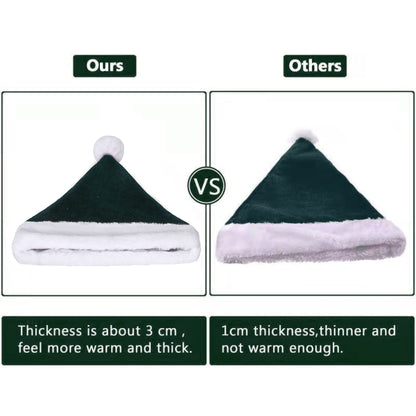 Eoocan Santa Hat for Adults, Unisex Velvet Comfort Xmas Hats Extra Thicken Plush for Christmas New Year Festive Holiday Party