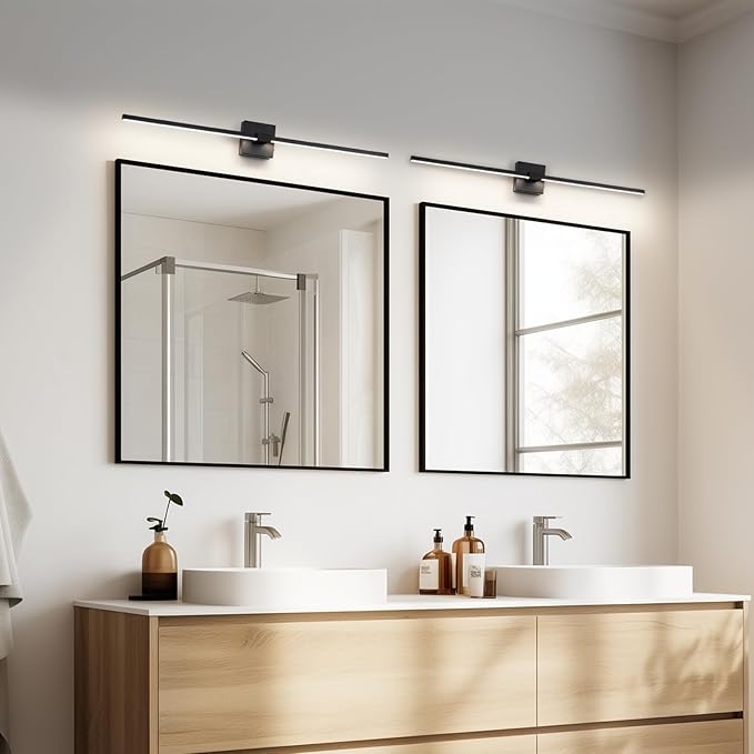 URSOLA Black Bathroom Light Fixtures, 36 inch Modern LED Vanity Lighting Over Mirror, 3CCT Dimmable Wall Sconces for Bedroom