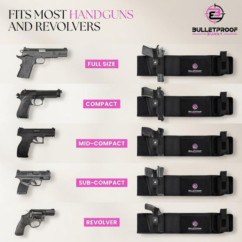 Belly Band Holster for Concealed Carry - Gun Holster for Women - Fits Glock, Smith Wesson, Taurus, Ruger, Sig, and More -Breathable Neoprene Waistband Holster for Most Pistols and Revolvers