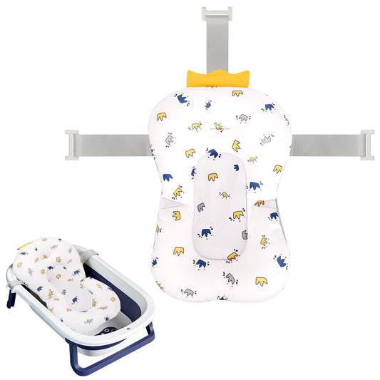 Colorlife Baby Bath Seat Support Net Infant Bathing Seat Support Mat, Adjustable Comfortable Non-Slip Three-Pointed Baby Shower Net Bathtub Sit Up Mesh for Newborn 0-6 Months-Crown(No Bathtub)