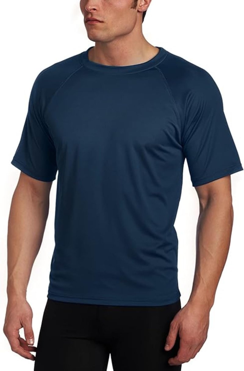 Kanu Surf Men’s Swim Shirt with Short Sleeves – UPF 50+ Rash Guard for Men with Quick-Dry Fabric (Large)