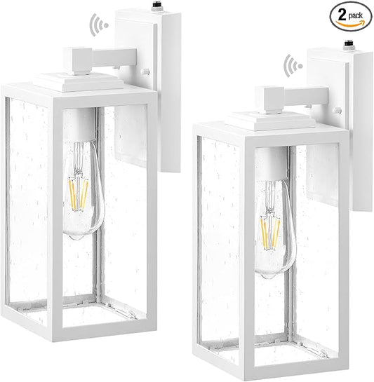 VIANIS 2 Pack Large Outdoor Wall Sconce, White Porch Lights Outdoor Light Fixture for House, Modern Exterior Lighting Wall Mount for Front Door Patio, Anti-Rust Dusk Dawn Outside Garage Lights Lantern