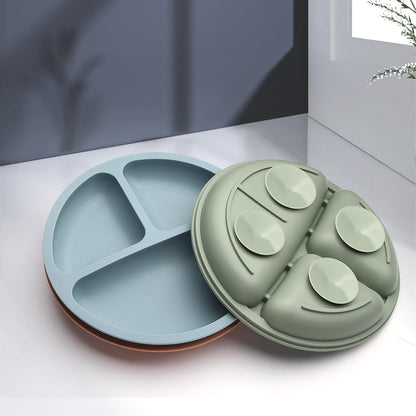Eascrozn Toddler Plates 3 Pack, Divided Suction Plates for Baby, 100% Food Grade Silicone Baby Plates, Non-Slip, Baby Led Weaning Supplies, Microwave & Dishwasher Safe