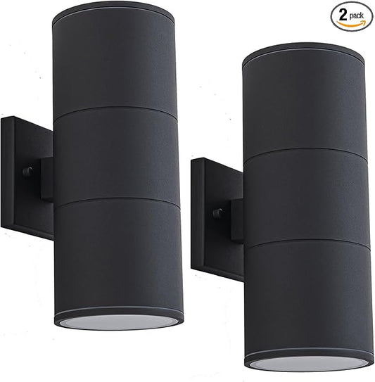 Ken & Ricky 14Inch Exterior Lighting Fixtures,Outdoor Cylinder Wall Lights,Black Outdoor Sconces Set of 2, Outside Light Fixtures for House,Front Door,Entrance, Garage,Porch-2pk