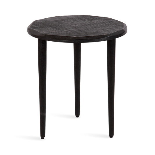 Kate and Laurel Tavares Modern Wooden Round Side Table, 18 x 18 x 20, Black, Solid Wood Accent End Table with Textured Top and Faceted Edge for Use as Indoor Plant Stand or Living Room Decor Piece