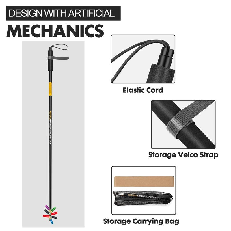 Shotgun Shell Hull Retriever Pick Stick, Collapsible Portable Magnetic Shell Retriever Pickup Pole, Extends Up to 3ft, Shotgun Accessories Four-Section Fold Pickup Grabber Tool with Mesh Carrying Bag