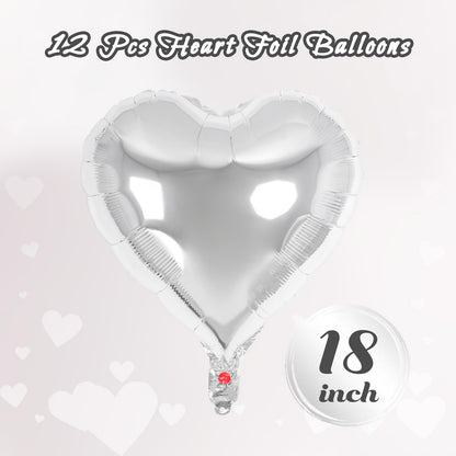 12 Pcs Red Heart Balloons,18 Inch Heart Foil Balloons Love Balloon Valentine Balloon for Birthday Party Wedding Engagement Party Baby Shower Valentine Day Decorations (red)