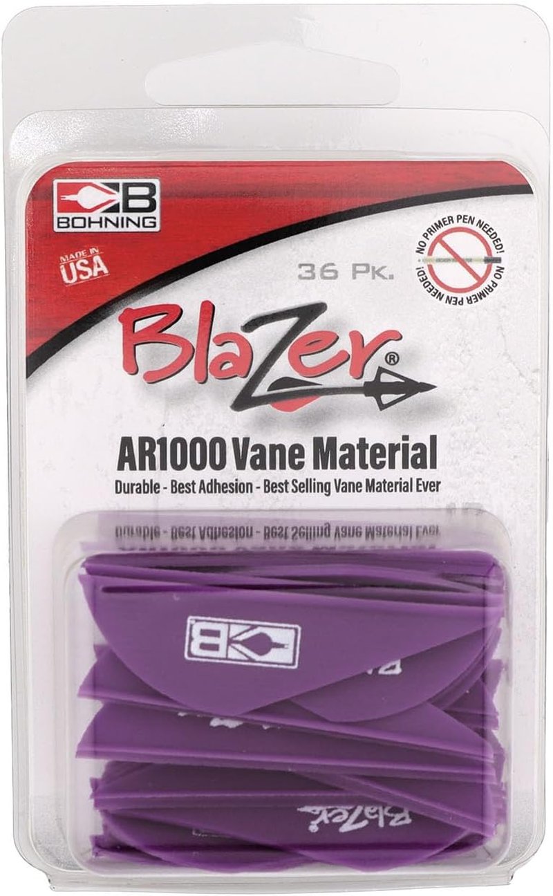 Bohning Blazer Vane - Purple Archery Fletching | Pack of 36, 2-Inch Length