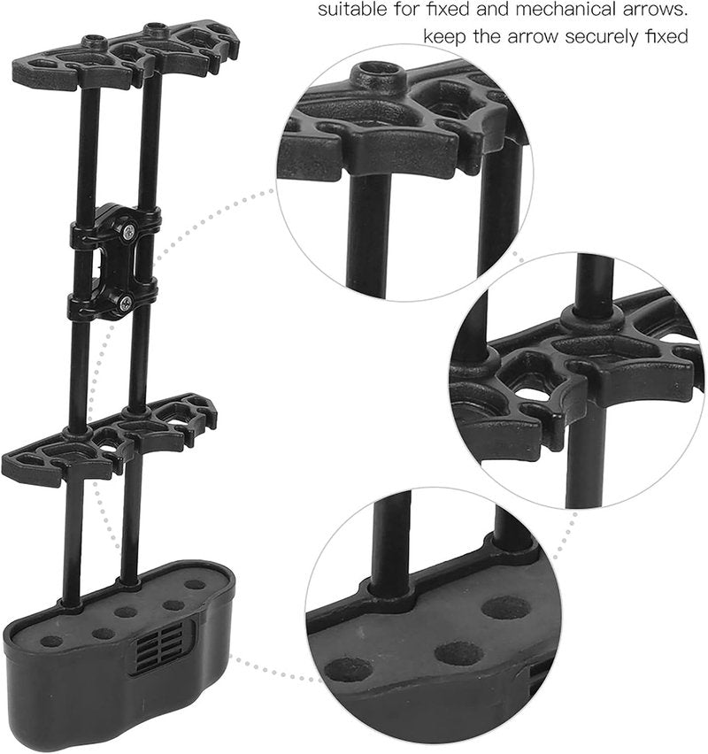5 Arrows Quiver - Quick Release Left-Handed Vibration Absorbing Holder for Compound & Recurve Bows