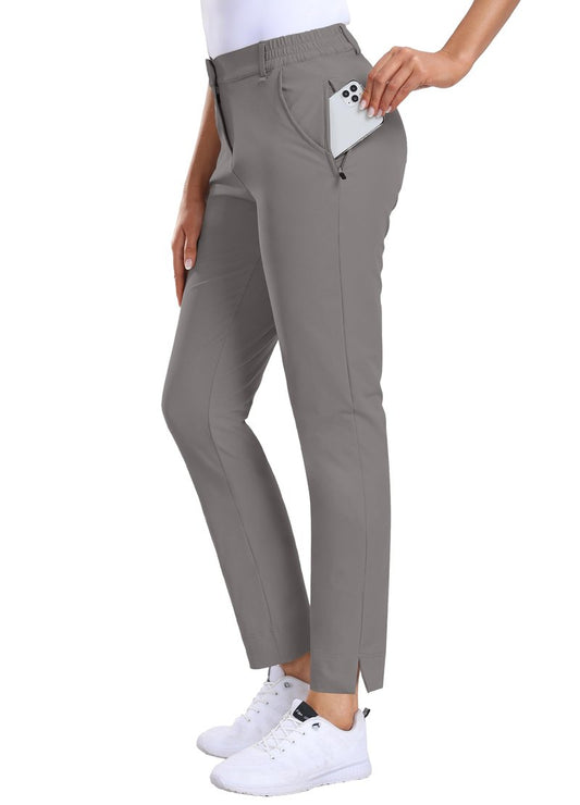Hiverlay Womens Golf Pants Stretch Work Ankle Pants with Pockets Quick Dry Straight Business Casual Hiking Pants Gray-l