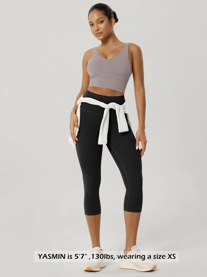 ODODOS Buttery Soft Lounge Yoga Capris for Women 19" High Waist Capri Leggings, Black, X-Large