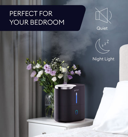 GENIANI Ultrasonic Cool Mist Humidifier for Bedroom, Large Rooms, Home, 4L - Easy Fill & Clean Humidifier for Plants w/Auto Shut-off, 40H Runtime - Quiet, Top Fill Air Humidifier