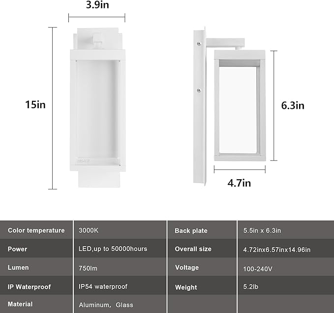 Modern Outdoor Light Fixtures Dusk to Dawn Outdoor Lighting 2 Pack,15" Exterior Wall Sconce, Porch Light, Garage Lights Wall Lamp, Waterproof Outdoor Lights for House,Garden, Front Door