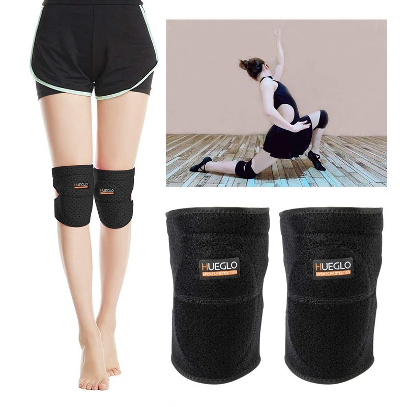 HUEGLO Protective Knee Pads for Dancers,Volleyball Knee Pad for Girls,Soft Sponge Knee Pads for Avoid Floor Burns & Bruising,1Pair,Black,Medium