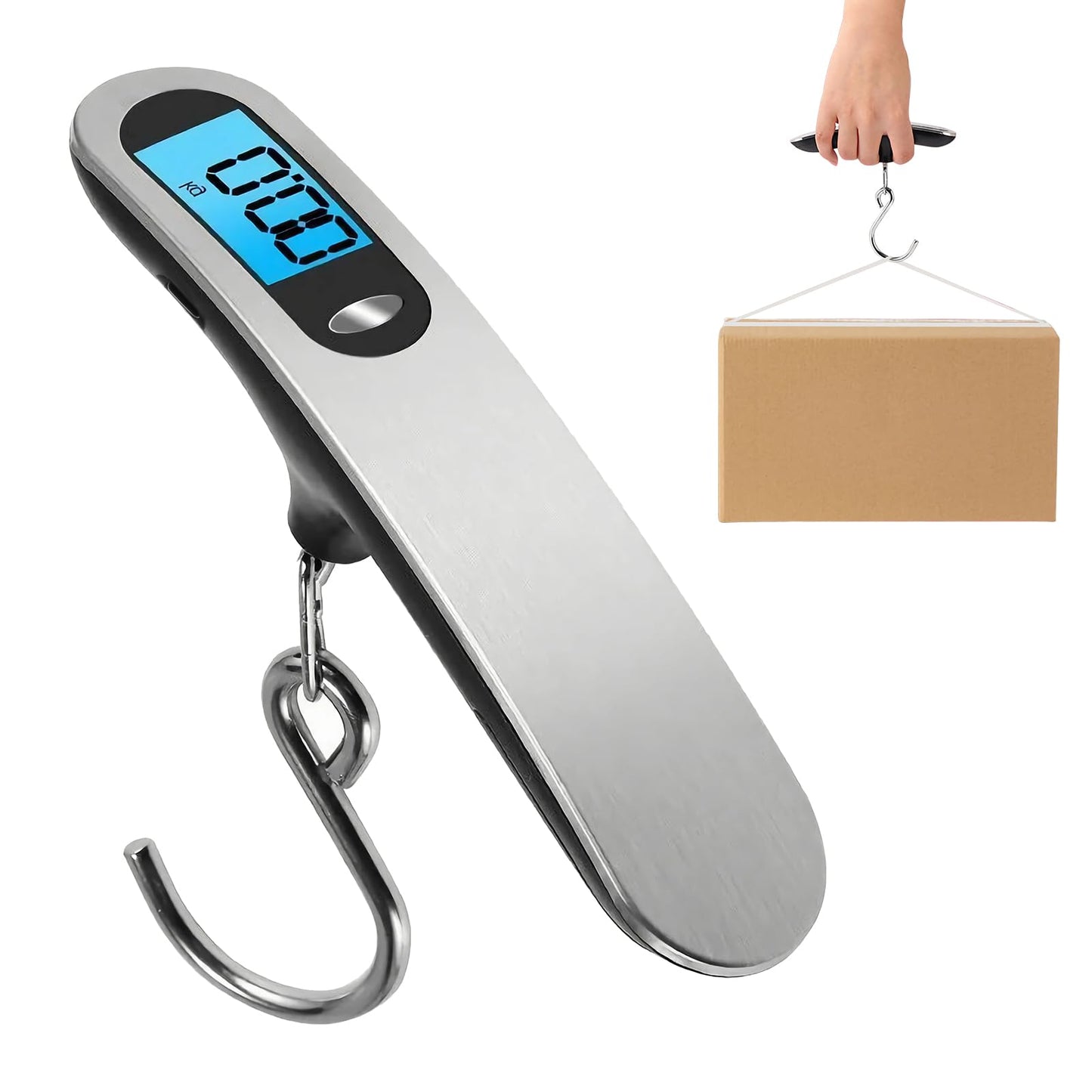 Casbomy Luggage Scale, New 2.0 Portable Digital Suitcase Weight Scale with USB Charging, 110 Lb/50kg Luggage Scale with Hook, Travel Scale for Travel, Household and Outdoor