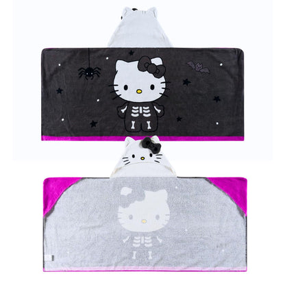 Sanrio Hello Kitty Skeleton Halloween Kids Super Soft Bath/Pool/Beach Soft Cotton Terry Hooded Towel Wrap, 24 in x 50 in, (Officially Licensed Product) by Franco