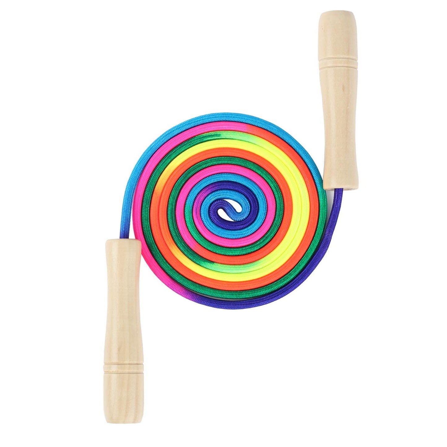 Jump Rope Kids, 8.5ft Adjustable Cotton Skipping Rope with Wooden Handle for Boys and Girls Fitness Outdoor Exercise (Rainbow color)