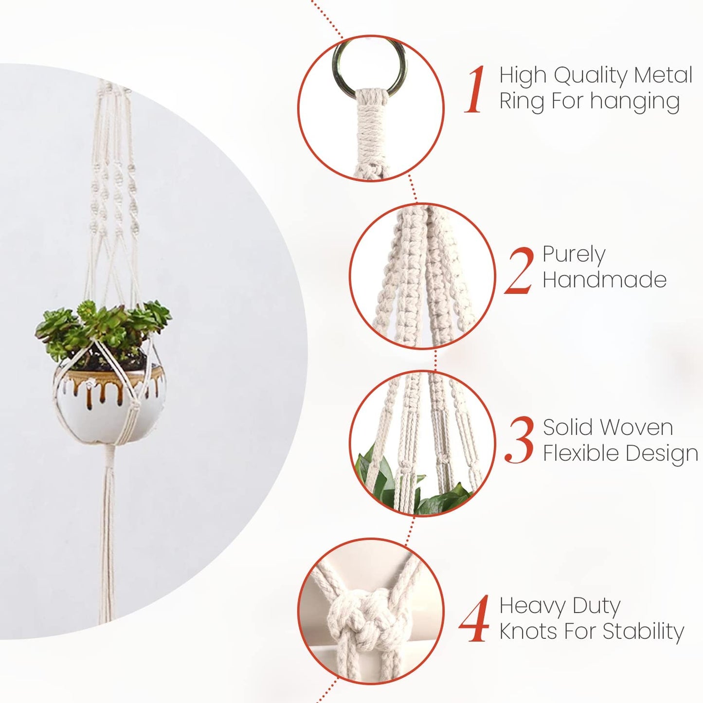 Macrame Plant Hangers Indoor Macrame Hanging Planters for Indoor Plants, 6 Pack Hanging Plant Holders Indoor Hanging, Macromay Plant Hangers for Indoor Plant Hanger, Outdoor Flower Pots Holder